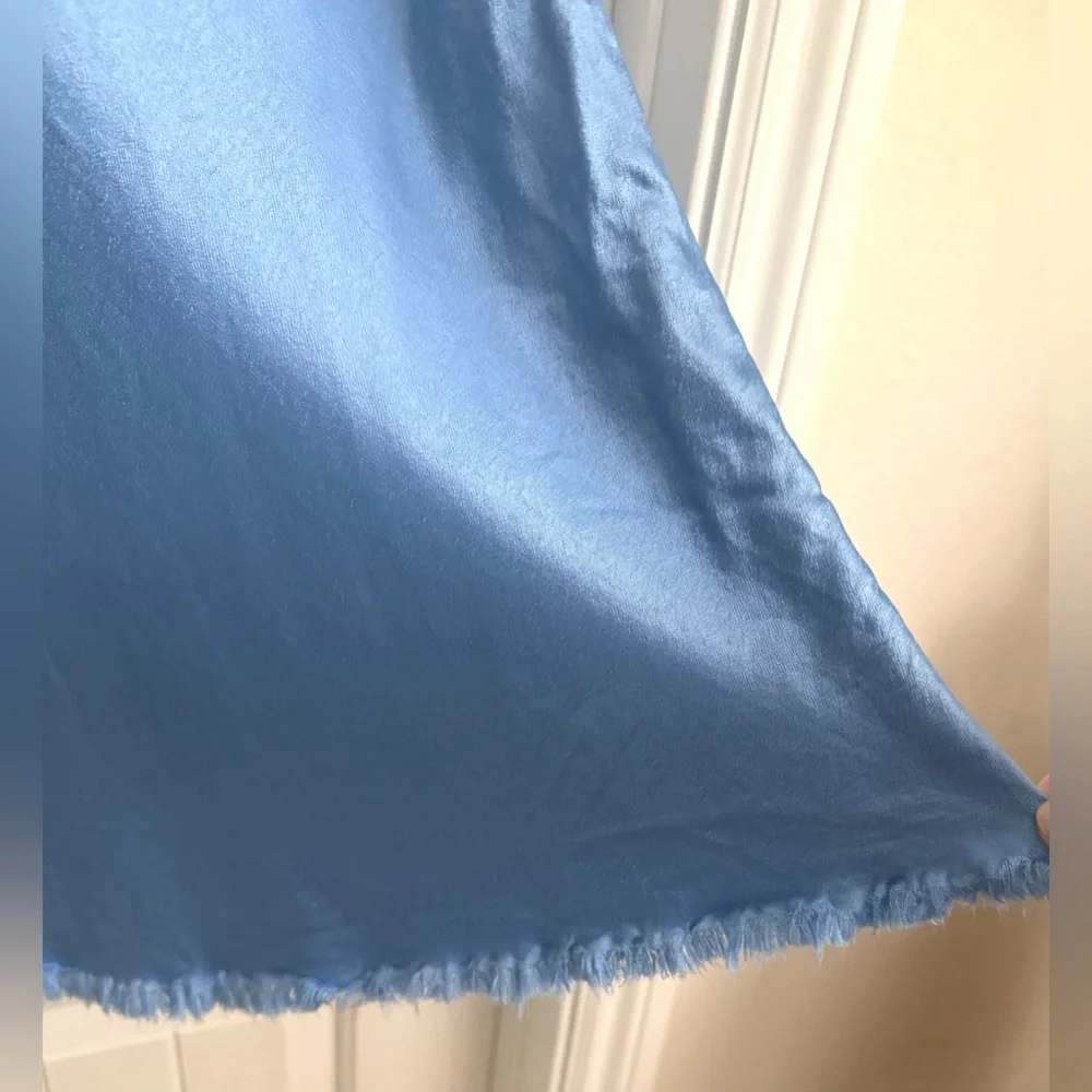 Pharaoh Collection Riley Skirt Vintage Satin Periwinkle Blue Midi Size 1 Small - Picture 3 of 11